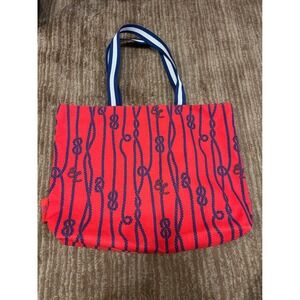 Estée Lauder Nautical Rope Tote Bag Striped Handles Red Blue Travel Beach‎ NWOT